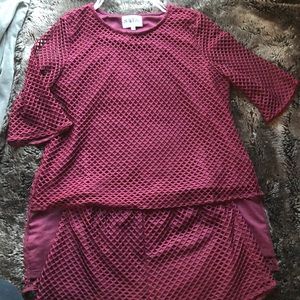 Burgundy top with matching Shorts